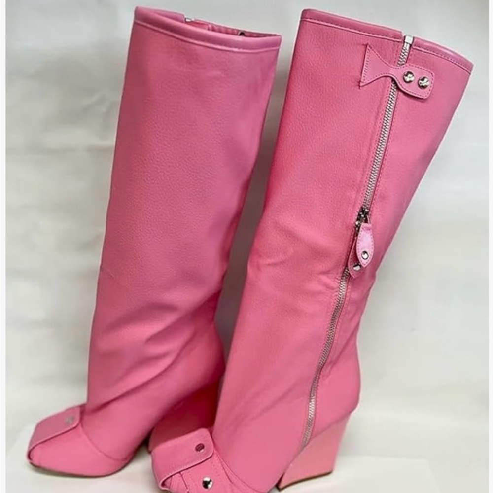 Elegant Pink Heeled Boots for Women